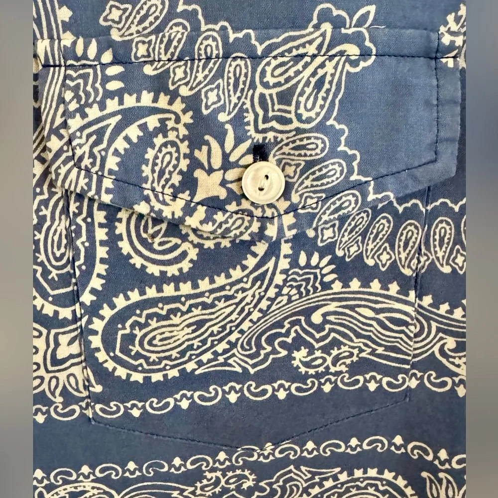 Ralph Lauren Bandana Print Button Down Shirt / Blue / Size Small - Picture 1 of 5